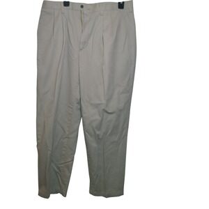 Lee Performance Khakis Mens 36x30 Beige Tan Double Pleated Chino Pants Twill